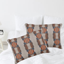 Moderne Taupe Denim und Rost Kissenbezug