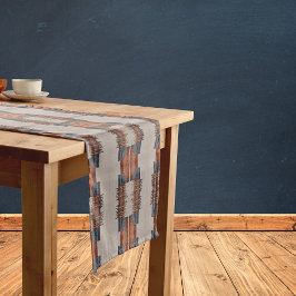 Moderne Taupe Denim und Rost Kurzer Tischläufer