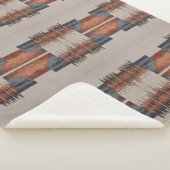 Moderne Taupe Denim und Rost Sherpadecke (3/4)