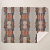 Moderne Taupe Denim und Rost Sherpadecke (Vorderseite (Horizontal))