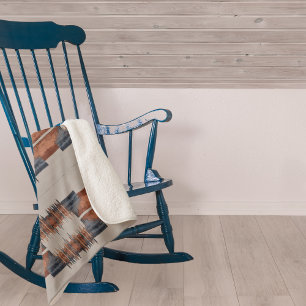 Moderne Taupe-Denim und Rost Sherpadecke