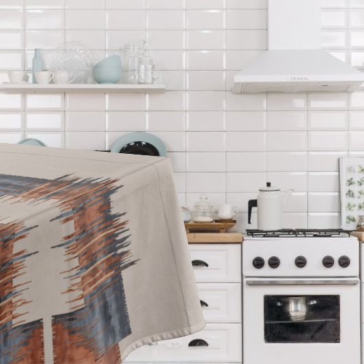 Moderne Taupe Denim und Rost Tischdecke