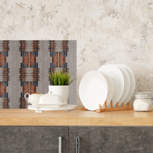 Moderne Taupe-Denim und Rostglas Schneidebrett