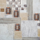 Moderne Taupe Denim und Rostmuster Fliese