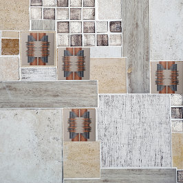 Moderne Taupe Denim und Rostmuster Fliese