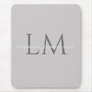 Moderne Taupe-Grau-Monogramm-Arbeitsplatz-Akzente Mousepad
