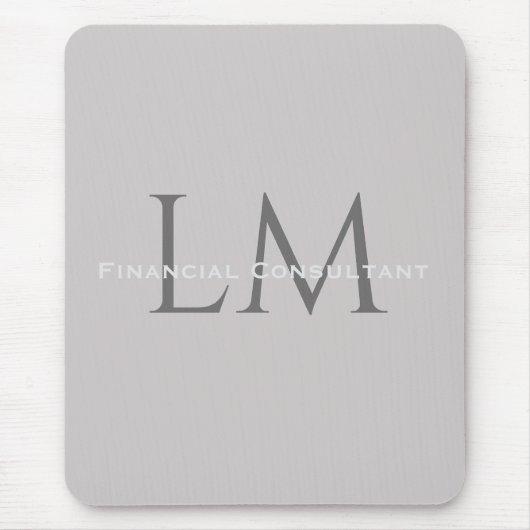 Moderne Taupe-Grau-Monogramm-Arbeitsplatz-Akzente Mousepad (Vorne)