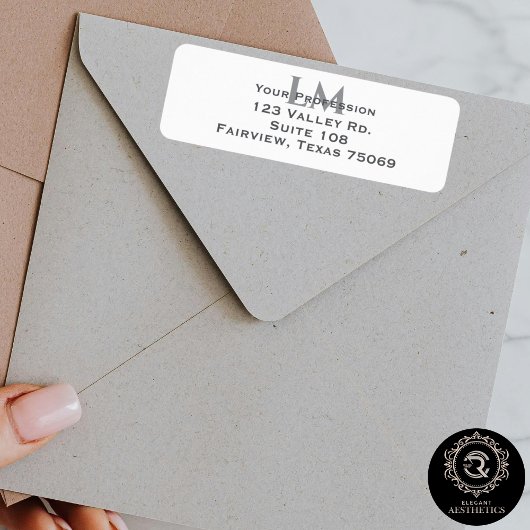 Moderne Taupe-Grau-Monogramm-Branding-Adresse