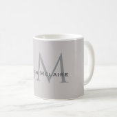 Moderne Taupe-Grau-Monogramm Büro-Stil Kaffeetasse (VorderseiteRechts)