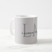 Moderne Taupe-Grau-Monogramm Büro-Stil Kaffeetasse (Vorderseite Links)