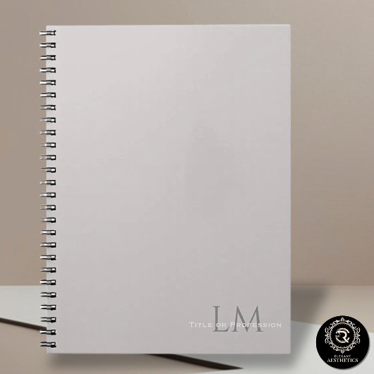 Moderne Taupe-Grau-Monogramm-Korrespondenzpapier Notizblock
