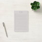 Moderne Taupe-Grau-Monogramm-Korrespondenzpapier Post-it Klebezettel (Büro)