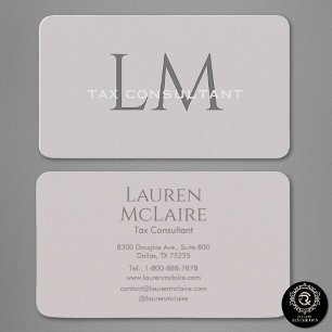 Moderne Taupe-Grau Monogramm Visitenkarte