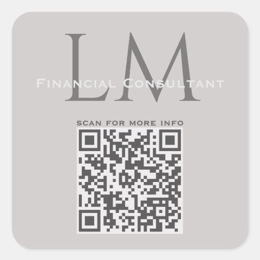 Moderne Taupe-Grau-QR-Code-Unternehmensmarke Quadratischer Aufkleber (Vorderseite)