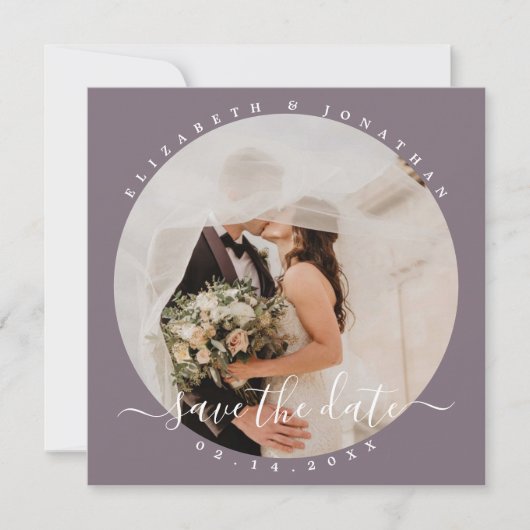 Moderne Taupe Gray Minimalistische Paare Foto Hoch Save The Date (Vorderseite)