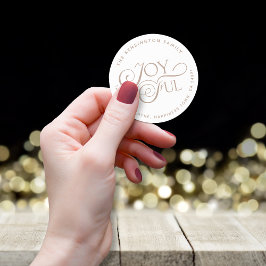 Moderne Taupe Joyful Holiday Rücksendeadresse Runder Aufkleber
