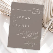 Moderne Taupe Minimalistisch Monogram Wedding