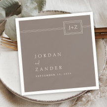 Moderne Taupe Minimalistisch Monogram Wedding
