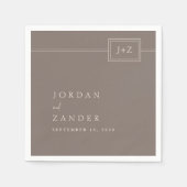 Moderne Taupe Minimalistisch Monogram Wedding Serviette (Vorderseite)