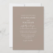Moderne Taupe Minimalistisch Wedding Einladung (Vorderseite)