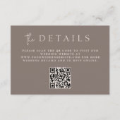 Moderne Taupe Minimalistischer QR-Code Begleitkarte (Vorderseite)