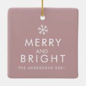 Moderne Taupe & Pink | FOTO | Familiengeschenk Keramikornament (Rückseite)