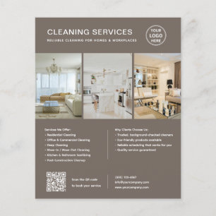 Moderne Taupe-Reinigungsdienstleistungen QR-Geschä Flyer