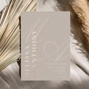 Moderne Taupe Roségold Elegante Minimalistische Ho Folieneinladung