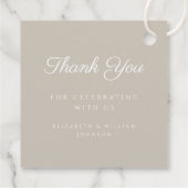 Moderne Taupe Script Foto Taufe Geschenkanhänger (Rückseite)