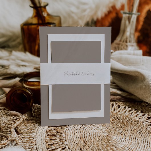 Moderne Taupe Script Wedding Einladungsbanderole