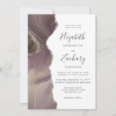 Moderne Taupe Silver Agate Wedding Einladung (Vorderseite)