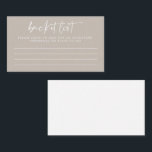Moderne Taupe Skript-Hochzeitsliste Hinweiskarte<br><div class="desc">Moderne Taupe Script Wedding Bucket List Admin Card</div>