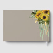 Moderne Taupe Sonnenblume Hochzeit Gold Gästebuch (Rückseite)