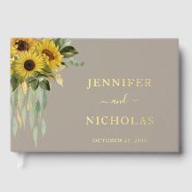 Moderne Taupe-Sonnenblumen-Hochzeit Gold