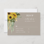 Moderne Taupe Sonnenblumenhochzeit RSVP Karte (Vorderseite)