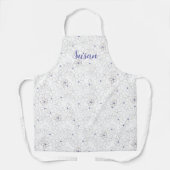 Moderne Taupe Weiße Blume mit Periwinkle Schürze (Vorderseite)