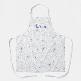 Moderne Taupe Weiße Blume mit Periwinkle Schürze