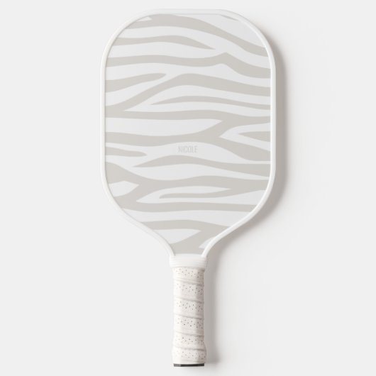 Moderne Taupe Zebra Print Personalisiert Pickleball Schläger (Vorderseite)