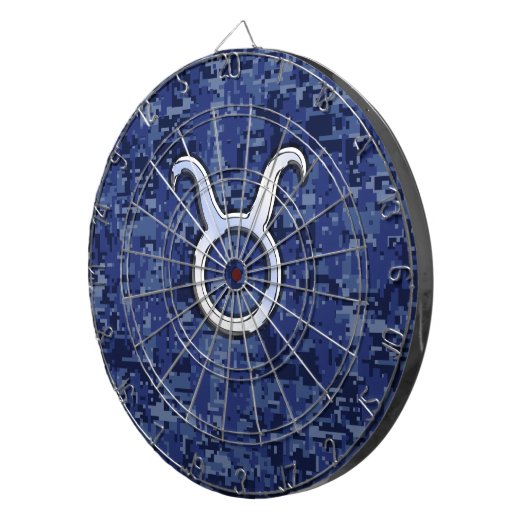 Moderne Taurus Zodiac signieren blaue blaue Camouf Dartscheibe (Vorderseite rechts)