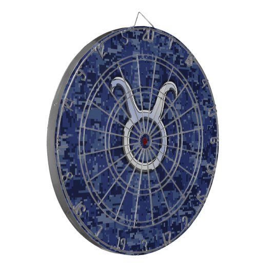 Moderne Taurus Zodiac signieren blaue blaue Camouf Dartscheibe (Vorderseite Links)