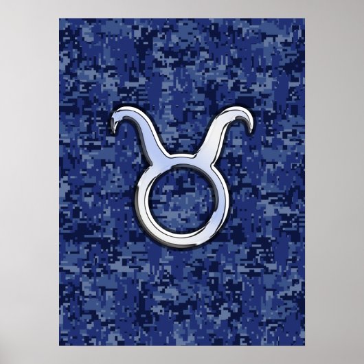 Moderne Taurus Zodiac signieren blaue blaue Camouf Poster (Vorne)