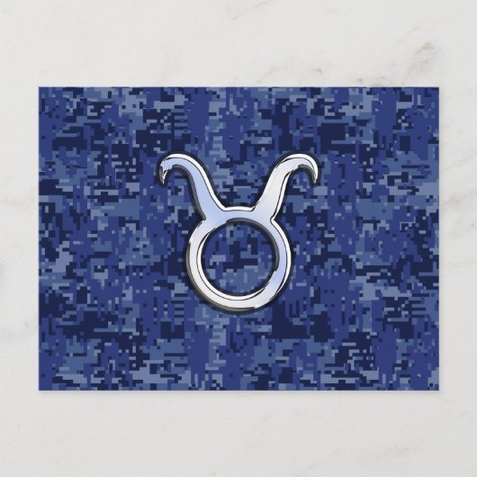 Moderne Taurus Zodiac signieren blaue blaue Camouf Postkarte (Vorderseite)