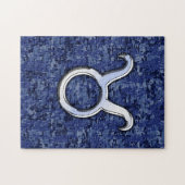 Moderne Taurus Zodiac signieren blaue blaue Camouf Puzzle (Horizontal)