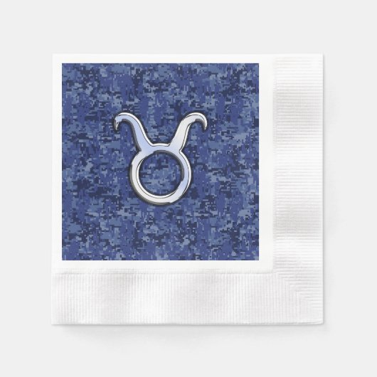 Moderne Taurus Zodiac signieren blaue blaue Camouf Serviette (Vorderseite)