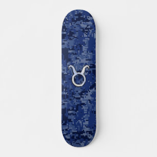 Moderne Taurus Zodiac signieren blaue blaue Camouf Skateboard
