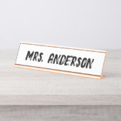 Moderne Teacher-Schreibtisch-Platte mit individuel Schreibtischnamensplakette (Vorderseite )