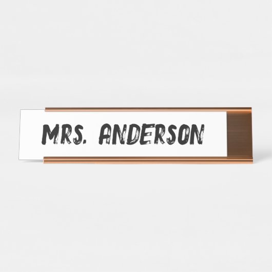Moderne Teacher-Schreibtisch-Platte mit individuel Schreibtischnamensplakette (Vorderseite )