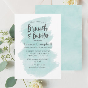 Moderne Teal-Aquarell-Brunch und Sprudelndes Einladung