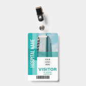 Moderne Teal-Besucher-Bar-Code, Logo-ID Ausweis (Vorderseite mit Clip)