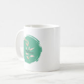 Moderne Teal-Blatt-Dekorative Wurfdecke Kaffeetasse (Vorderseite Links)